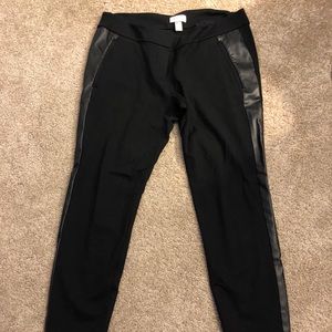 Loft black leather trim pants